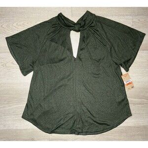 NWT RACHEL Rachel Roy Olive Green Keyhole Top T Shirt Size Small Blouse $60 MSRP